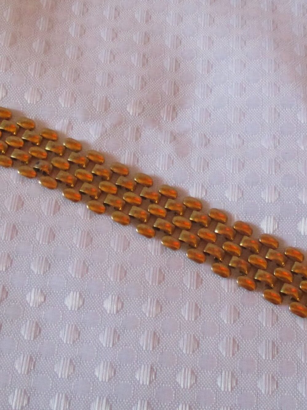 Vintage Napier Gold Tone Chunky Wide Brick Link Bracelet Fold Over Clasp